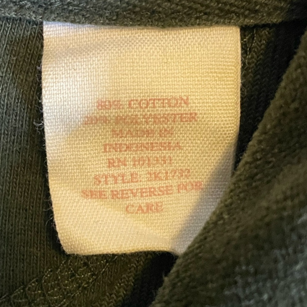 blu chic Preloved Olive Green Velour Women's Hoodie w/ Drawstring Middle Size M - Picture 10 of 10